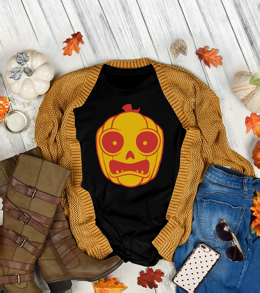 Frightened Jack O Lantern Pumpkin Face T-Shirt