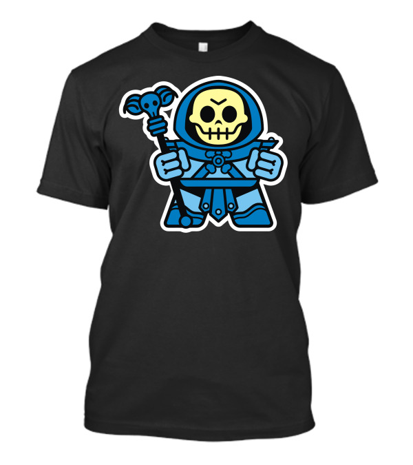 Mitesized Skeleboy Blue Hooded Skeleton Holding Staff T-Shirt