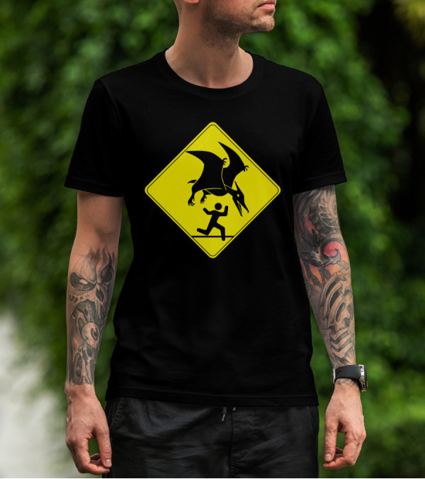 Pterosaur Warning System Danger Sign T-Shirt