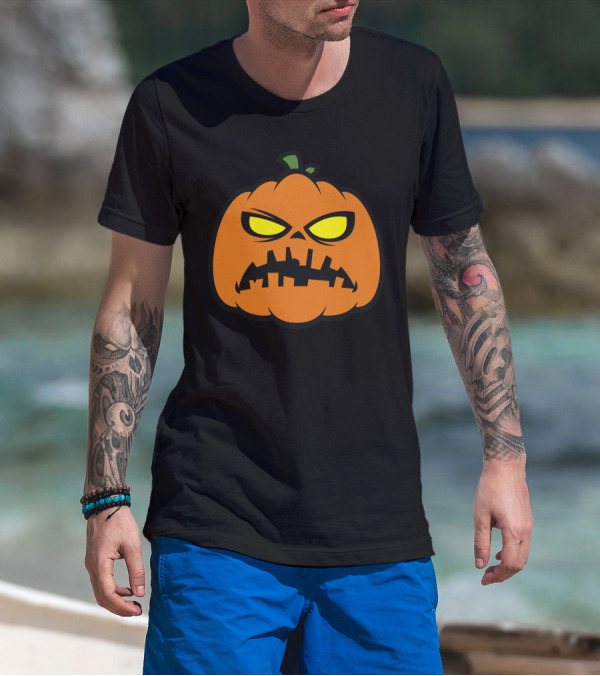 Halloween Pumpkin Zombie Face With Angry Expression T-Shirt