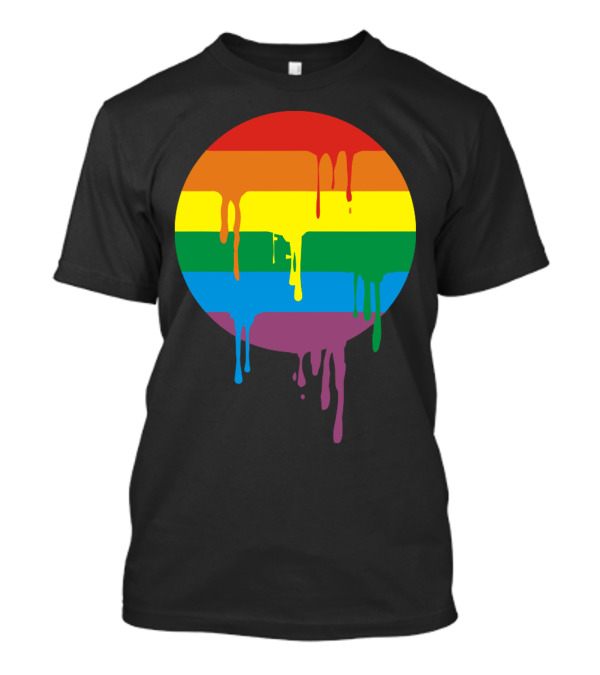 Rainbow Stripes Dripping Circle With Running Splashes T-Shirt