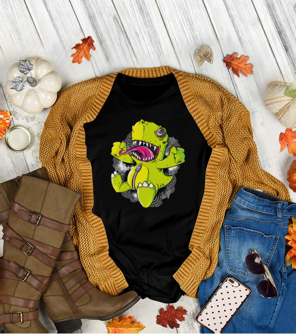 Rawrr Dinosaur Creature Cartoon With Zipper And Claws T-Shirt