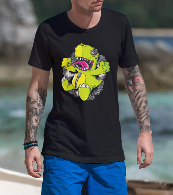 Rawrr Dinosaur Creature Cartoon With Zipper And Claws T-Shirt