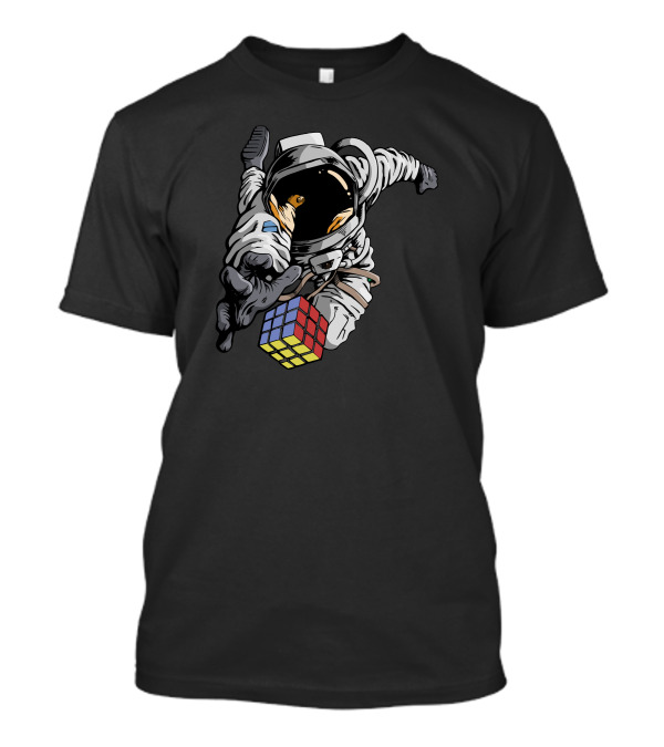 Reach For The Solution: Astronaut With Rubik's Cube T-Shirt