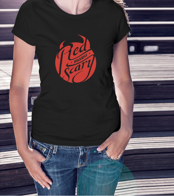 Red Means Scary Fiery Devil Horns T-Shirt