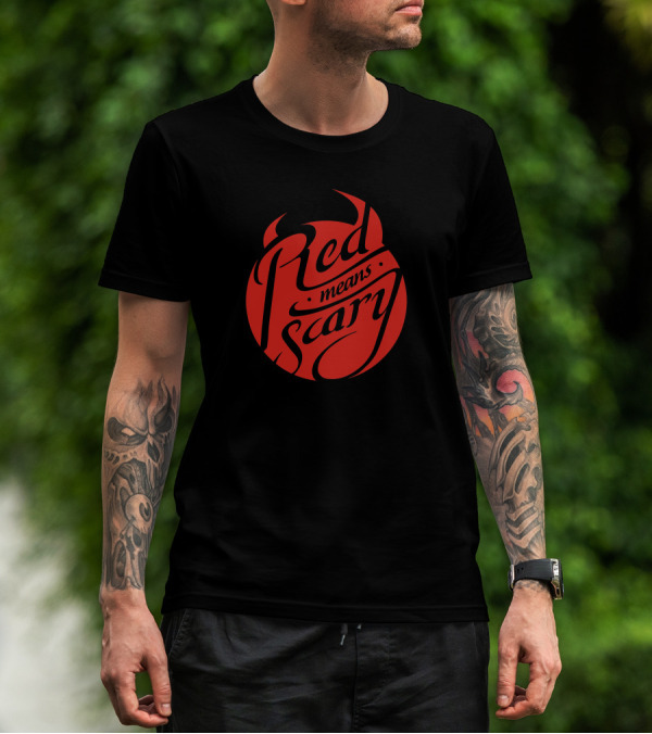 Red Means Scary Fiery Devil Horns T-Shirt