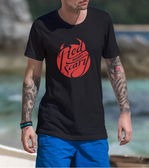 Red Means Scary Fiery Devil Horns T-Shirt