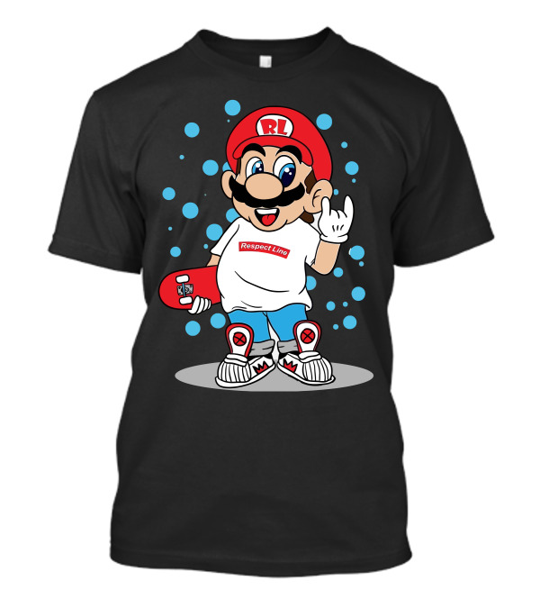 Respect Line RL Skateboard Character With Red Cap And White Gloves T-Shirt