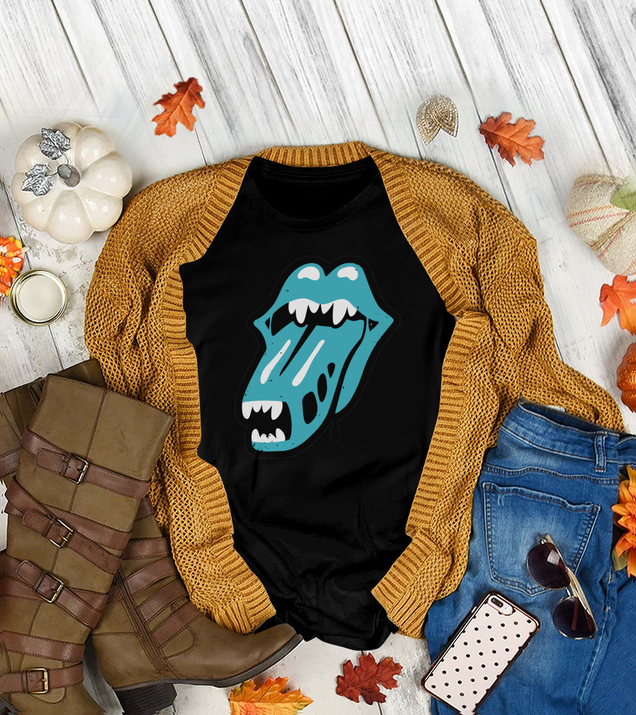 Rolling Alien Monster Mouth Tongue Teeth T-Shirt