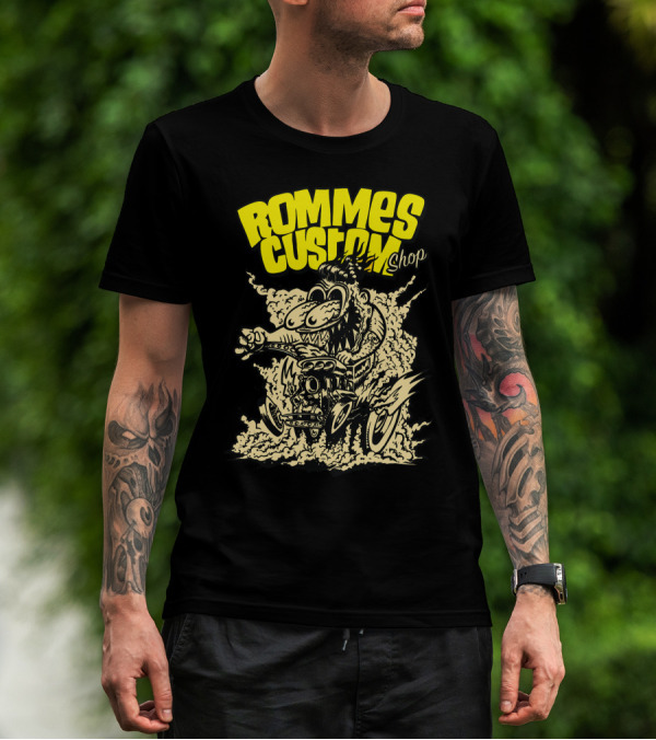 ROMMES CUSTOM SHOP Hot Rod Cartoon T-Shirt