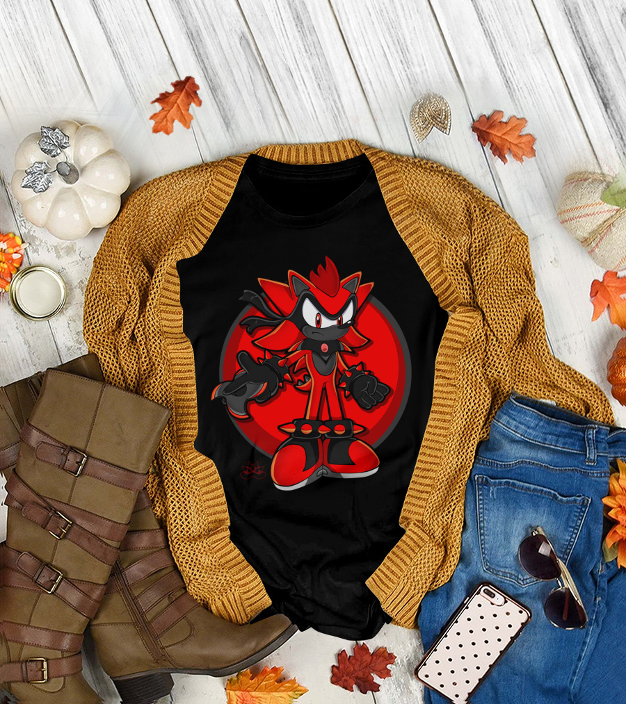 Rowser Channel Red and Black Sonic-Inspired Character T-Shirt