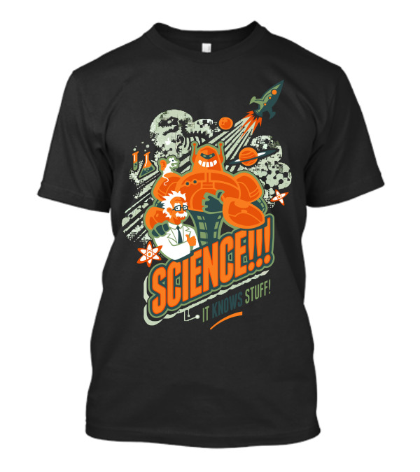 SCIENCE It Knows Stuff Rocket Planets Scientist And Robot T-Shirt