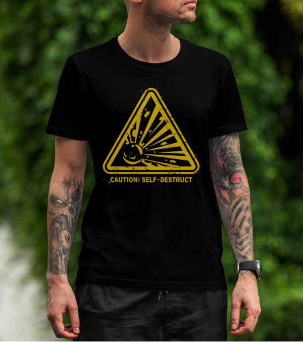 Caution: Self-Destruct Radiation Symbol Warning T-Shirt