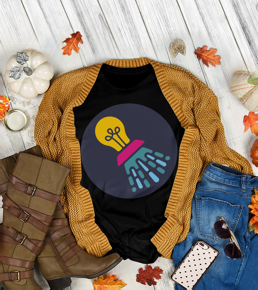 Shower Thoughts Light Bulb Water Splash Concept T-Shirt