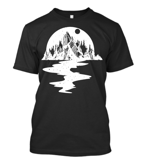Way Of Life Nature Mountain Reflection Moon Forest T-Shirt