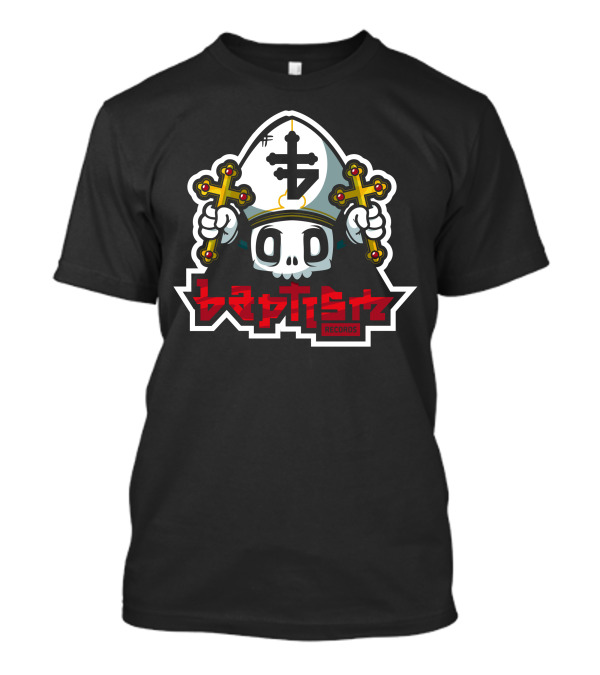 Baptism Records Skull With Crosses And Mitre T-Shirt