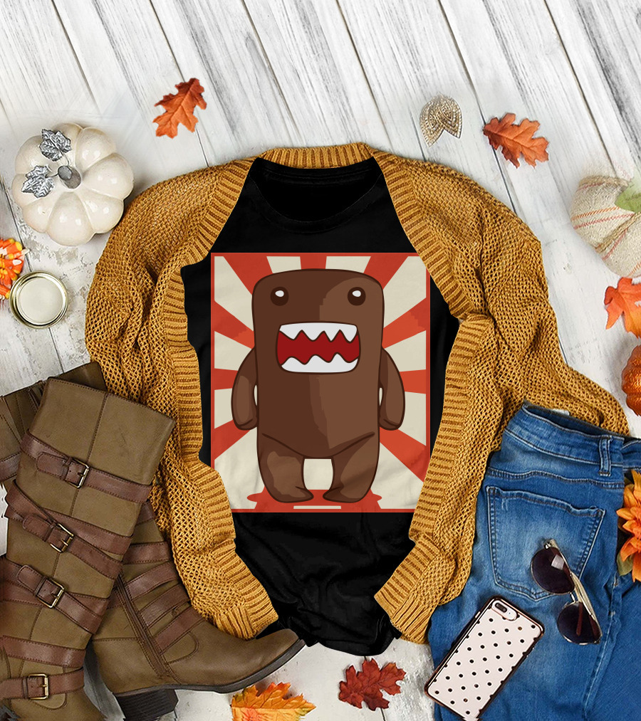Domo Kun Red Sunburst Background T-Shirt