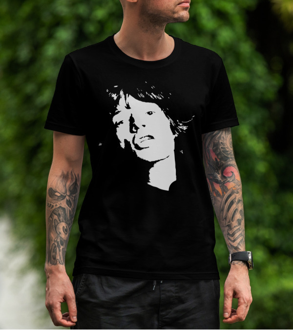 Mick Jagger Iconic Black And White Profile T-Shirt