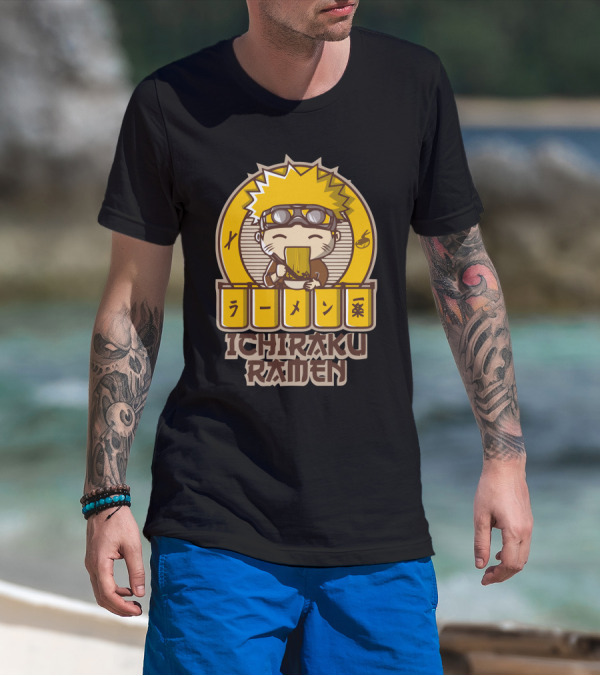 Ichiraku Ramen Cute Character Eating Noodles Iconic T-Shirt