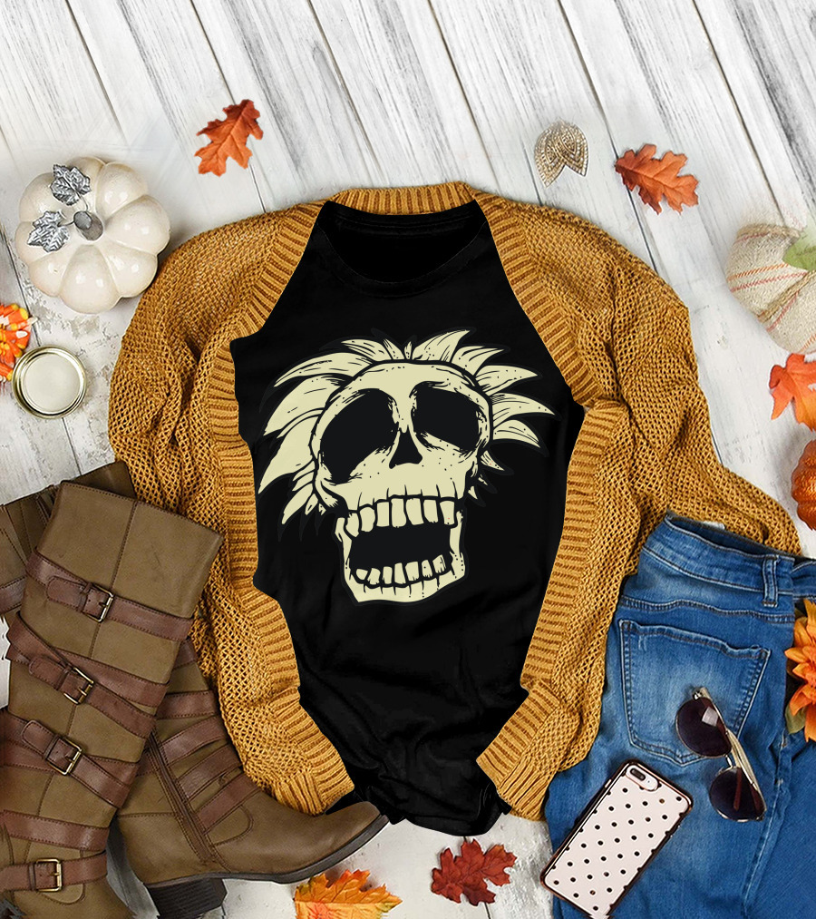 Intellectua Skull with Wild Hair T-Shirt