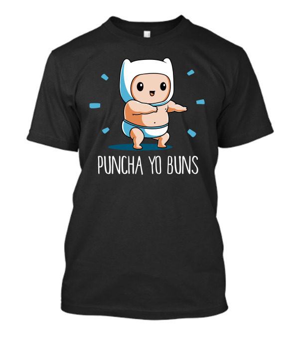 Puncha Yo Buns Cute Character With White Hood And Blue Highlights T-Shirt