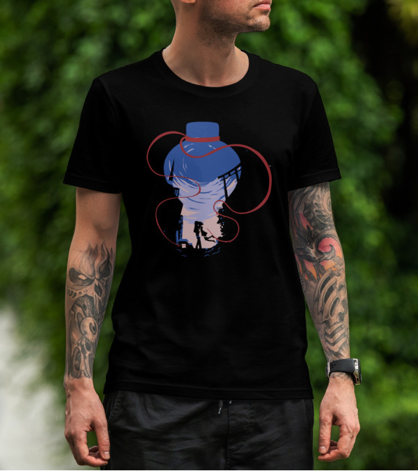 Red String Of Fate Japanese Urban Night Scene T-Shirt