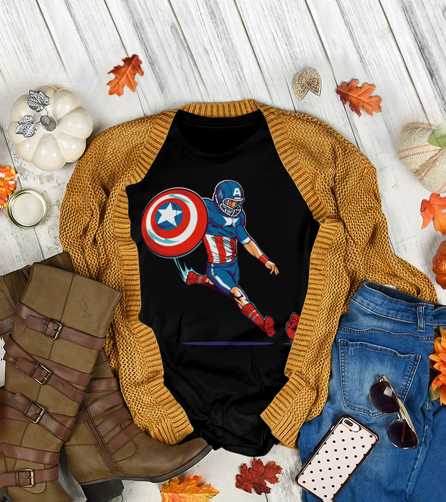 Captain America Football Kickoff Heroic Play T-Shirt