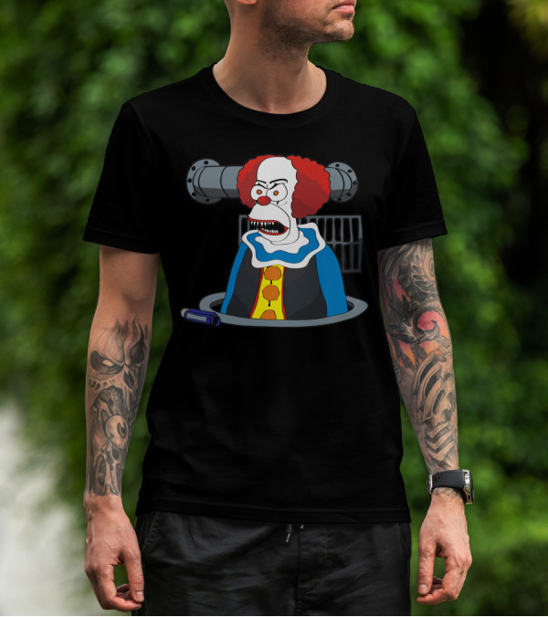 Krustywise The Clown Pennywise Mashup Sewer Cartoon Character T-Shirt