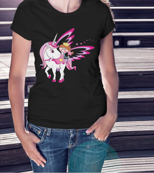 Let's Go My Little Unicorn With Princess And Magical Wings T-Shirt