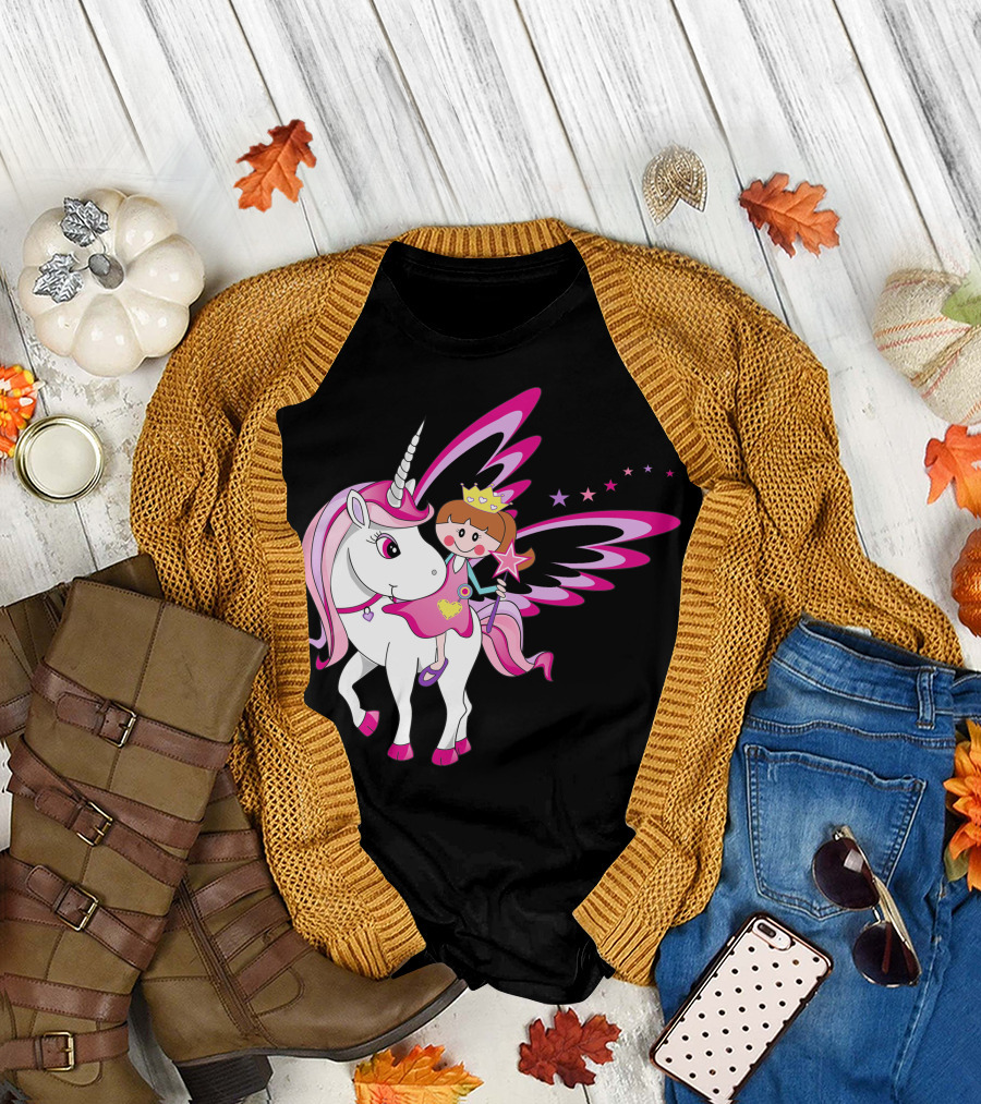 Let's Go My Little Unicorn with Princess and Magical Wings T-Shirt