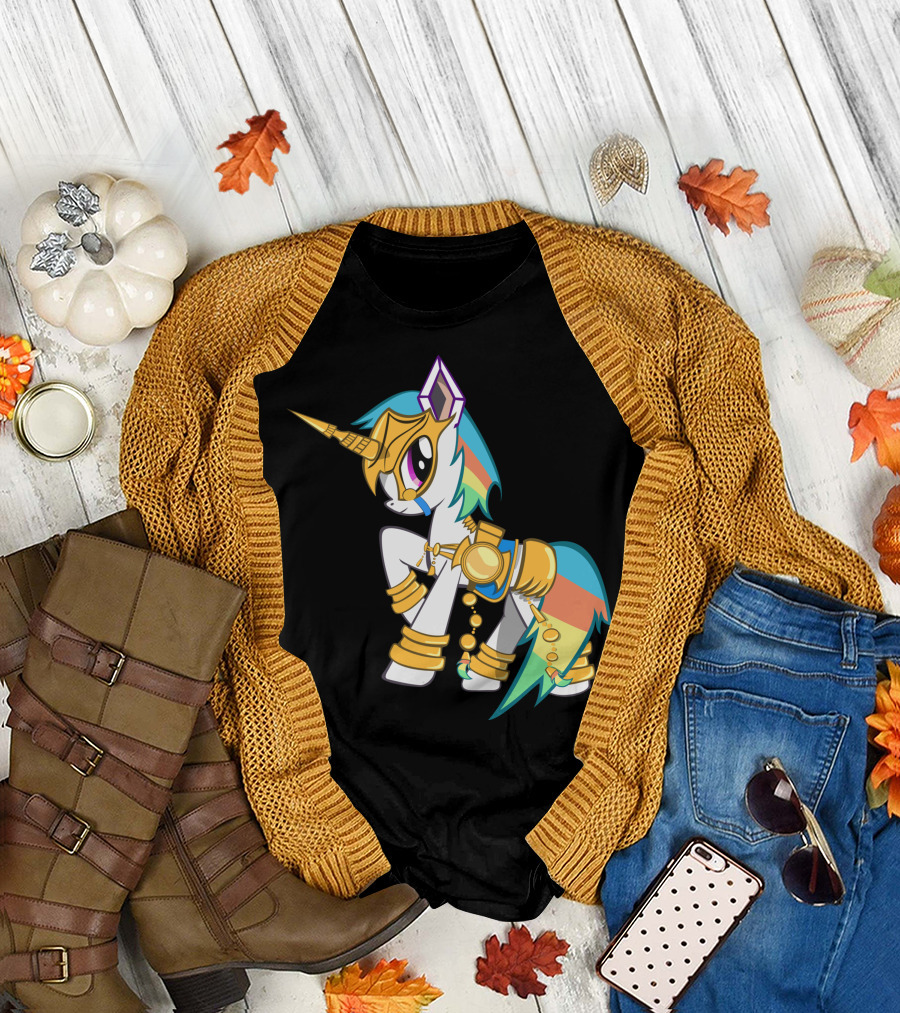 Robotic Baby Unicorn Gold Armor Rainbow Mane T-Shirt