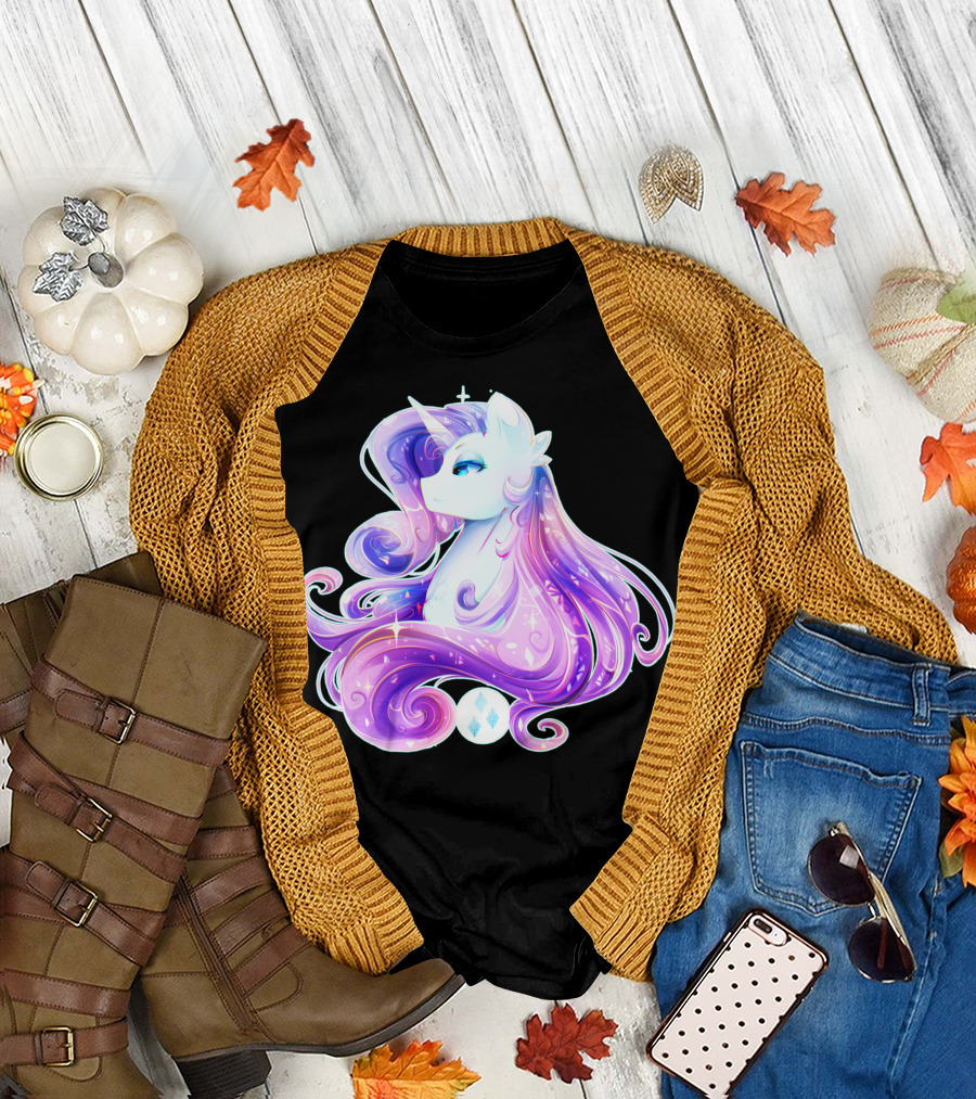 Shining Beautiful Unicorn with Colorful Flowing Mane and Sparkling Accents T-Shirt
