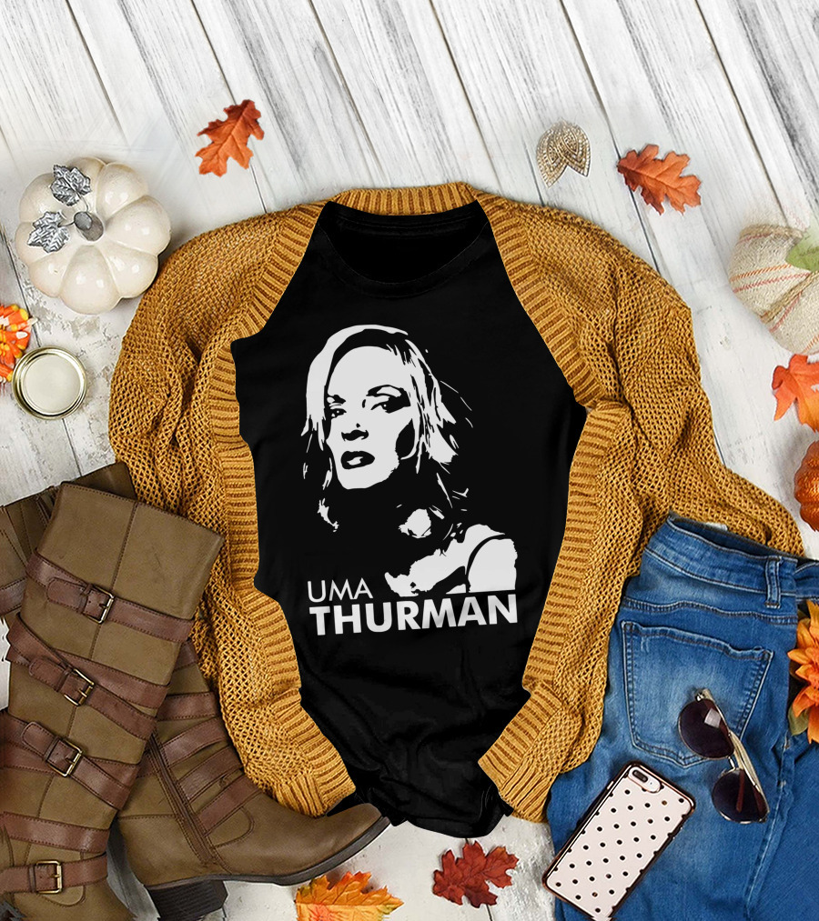 UMA THURMAN Pop Culture Icon Stencil T-Shirt