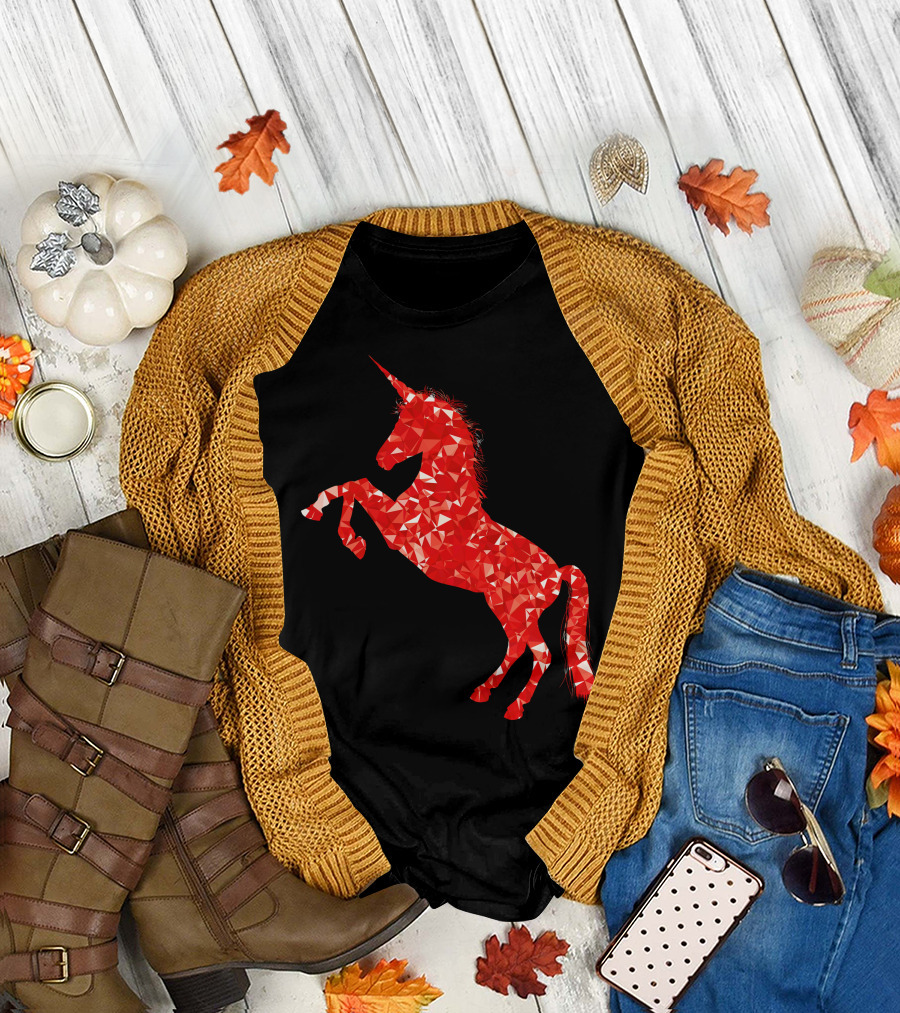 Unicorn Red Geometric T-Shirt