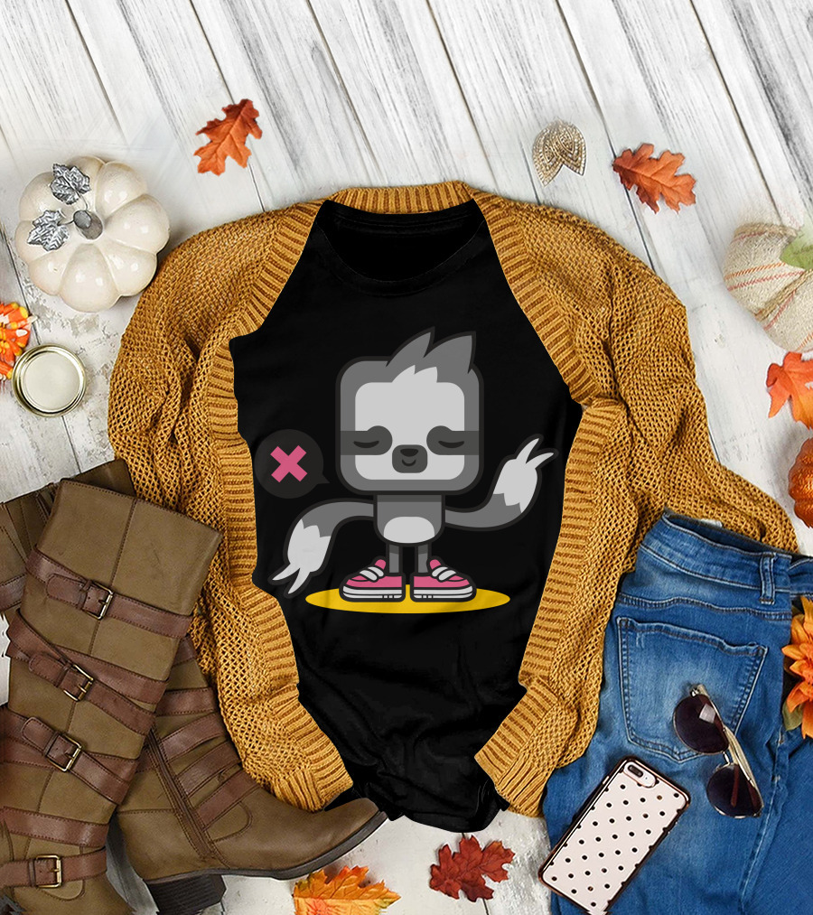 Just A Sloth Peace Emoji Pink Shoes T-Shirt