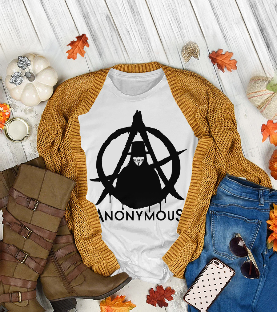 Anarchy Symbol with Guy Fawkes Mask Anonymous T-Shirt