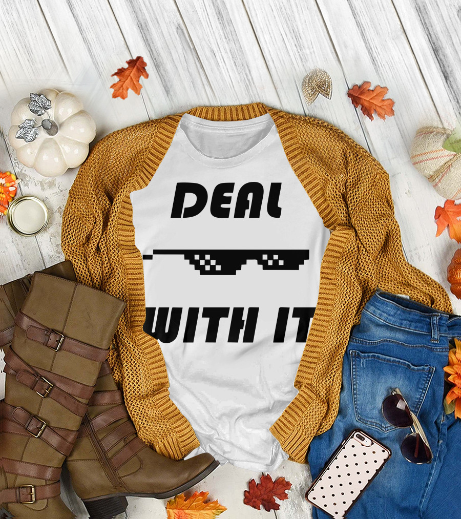 Deal With It Pixelated Sunglasses T-Shirt