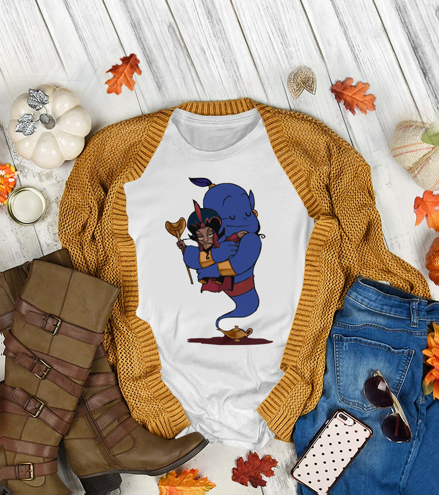 Jafar and Genie Hug with Magic Lamp T-Shirt
