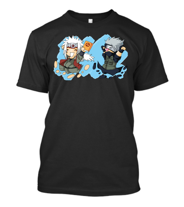 Kakashi And Jiraiya Chibi Characters In Cute Anime T-Shirt