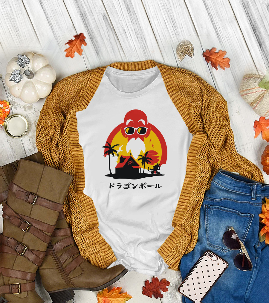 Kame House Sunset Palm Tree Scene T-Shirt