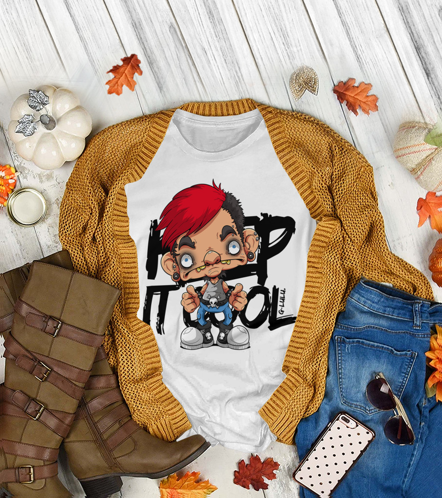 Keep It Cool Red-Haired Cartoon Character with Skull Tank Top T-Shirt