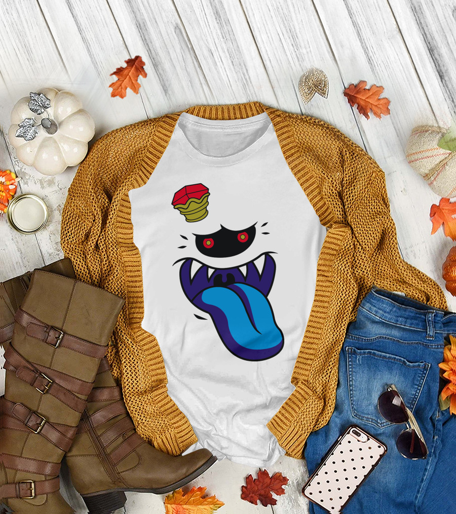 King Of The Boos Red-Eyed Ghostly Blue Tongue Crown T-Shirt