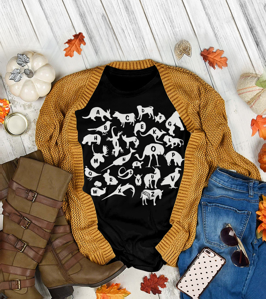 Alphabet Zoo Animal Shaped Letters A to Z T-Shirt