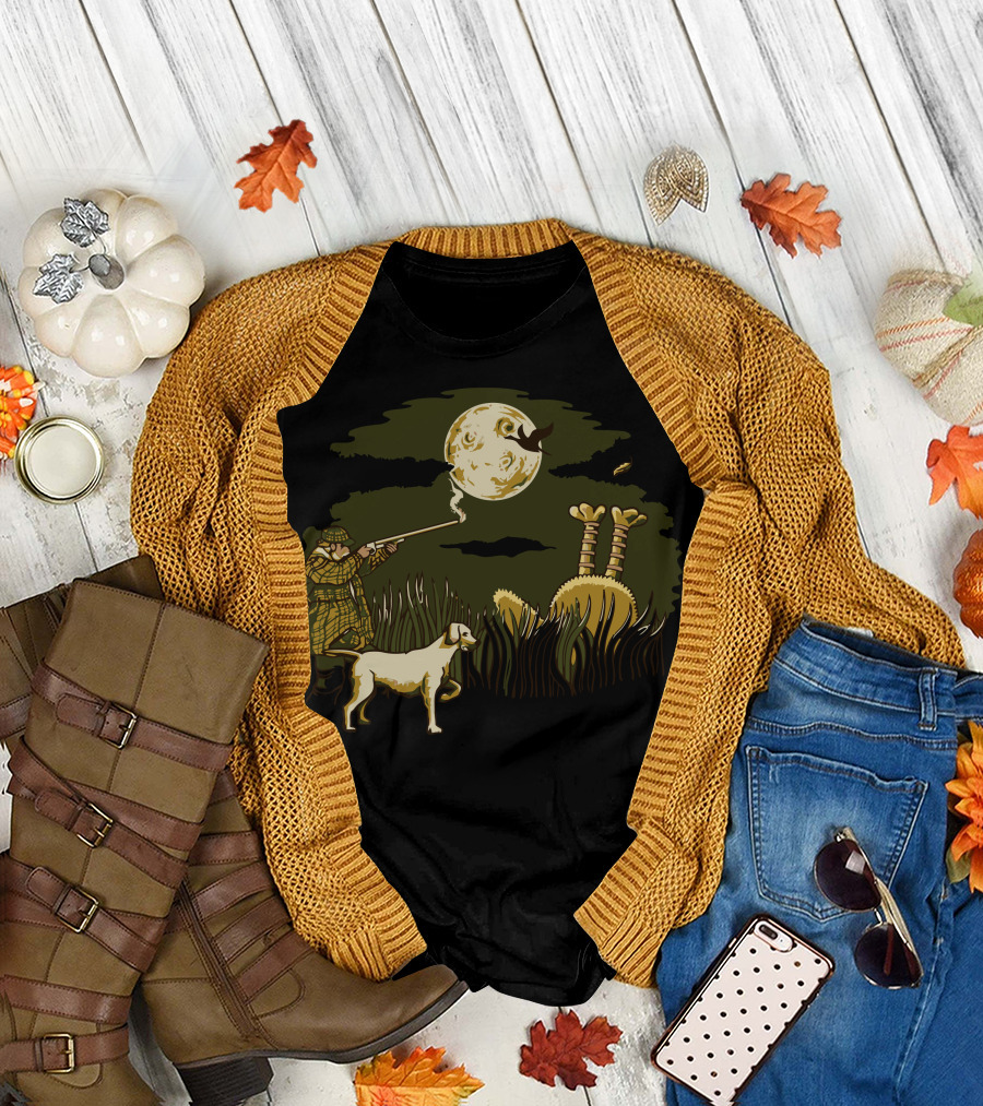 Hunter Moonlight Adventure with Dog and Monster Hunter T-Shirt