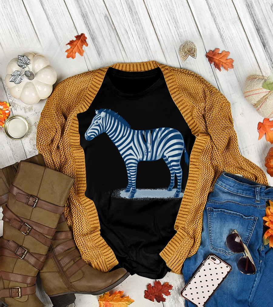 Zebra with Bird in Cage Stripes T-Shirt