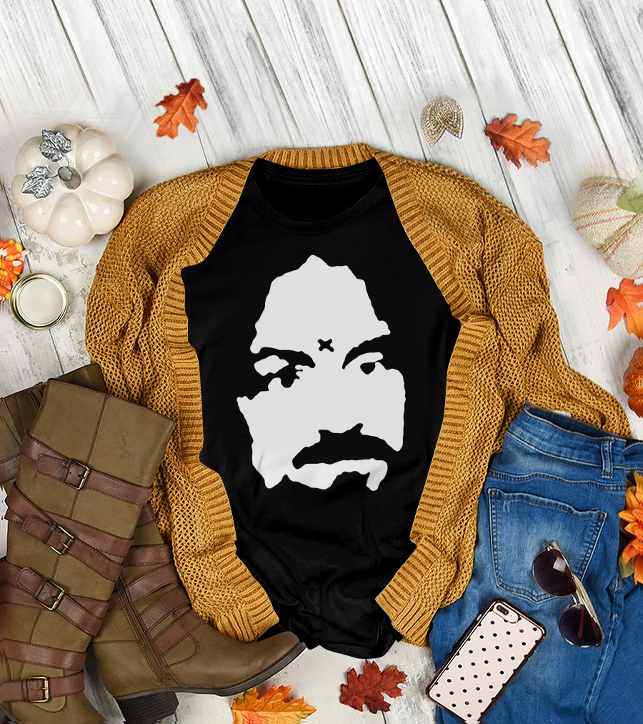 Charles Manson Face Outline with Forehead T-Shirt