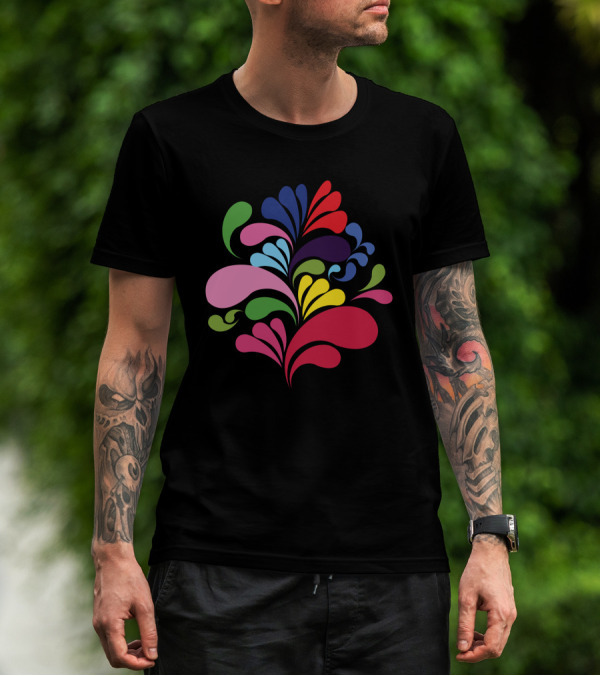 Colorful Abstract Floral Burst Multicolor Shapes T-Shirt