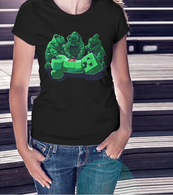 Creeper Squad Medical Emergency Astronauts Minecraft Scene T-Shirt