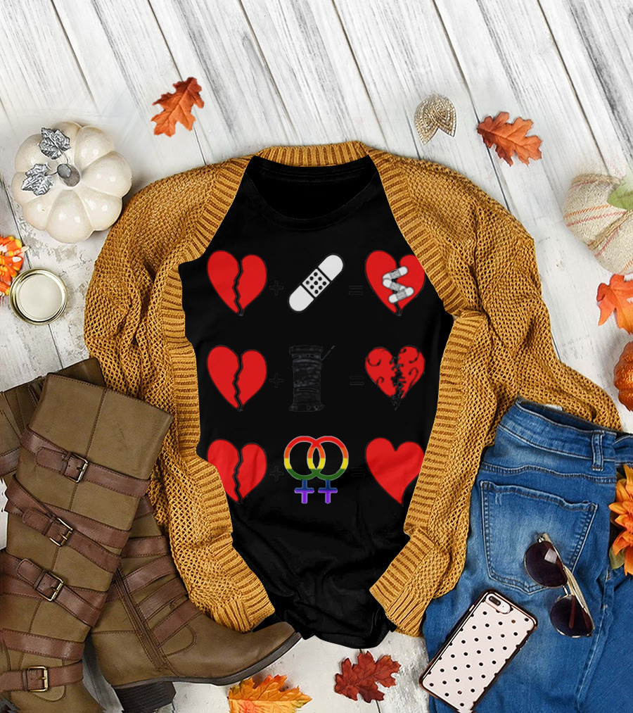 Ls Lesbian Broken Heart Healing Symbols T-Shirt