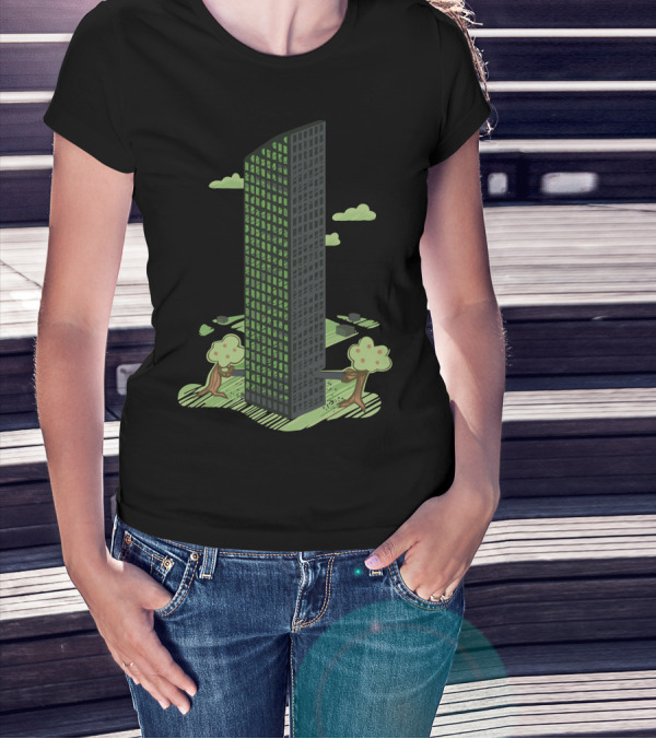 Need More Land Tall Building Surrounded By Trees And Clouds T-Shirt